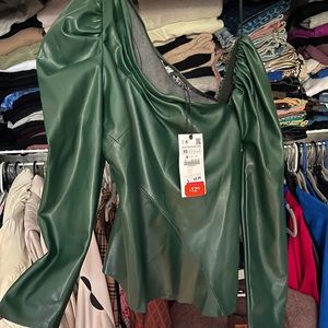 Faux leather long sleeve top